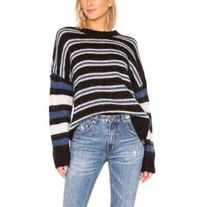 One Teaspoon Bonnie Mohair Stripe Sweater in Navy & White